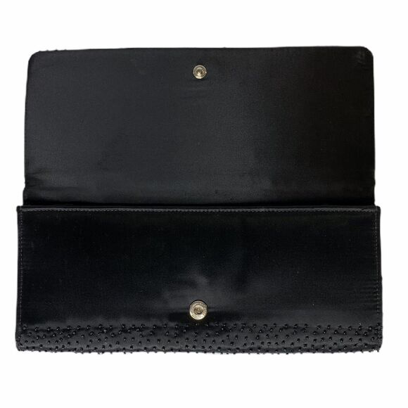 Vintage Black Beaded Clutch Bonnies Handmade Hong Kong Evening Formal Black Tie - Picture 2 of 12